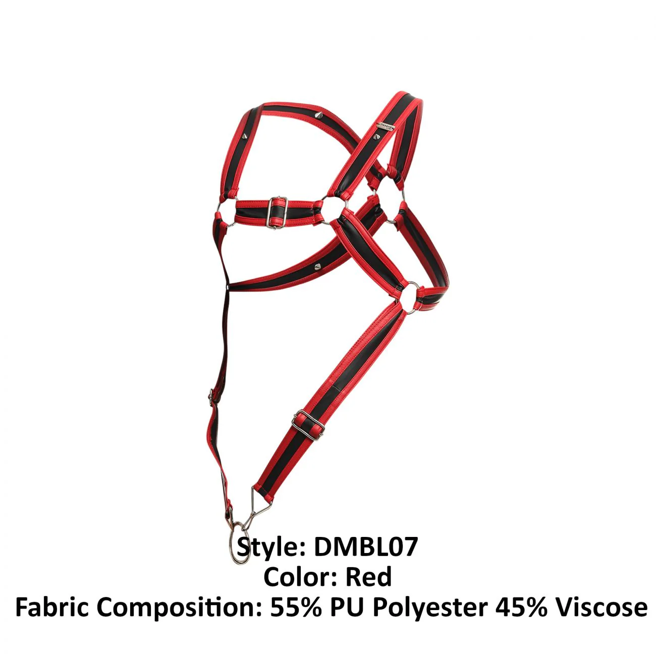 MaleBasics DMBL07 DNGEON Cross Cockring Harness Color Red - Image 8