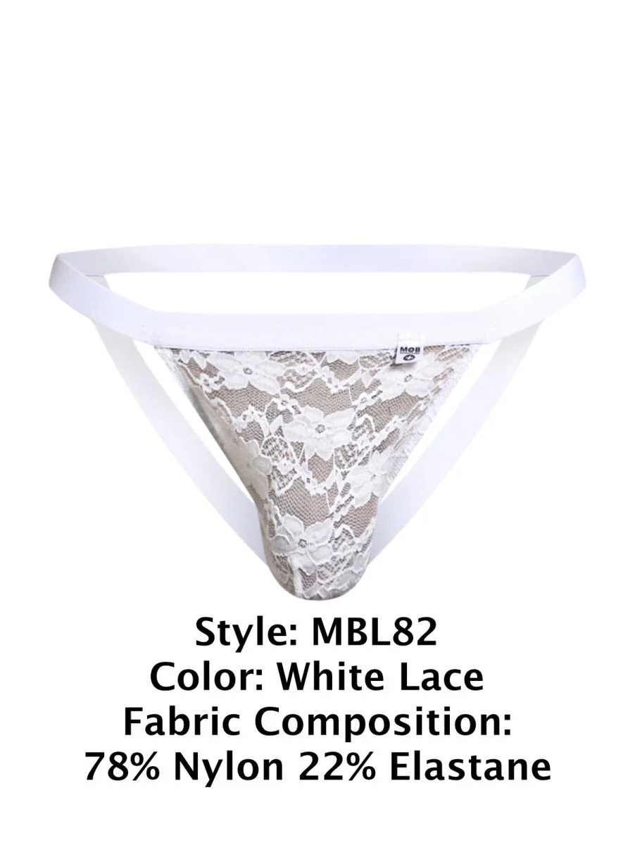 MaleBasics MBL82 Sexy Jockstrap Color White Lace - Image 7