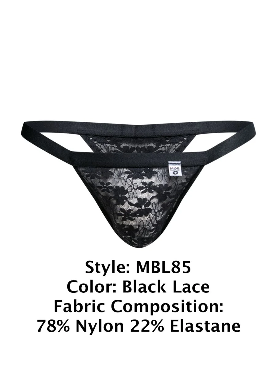 MaleBasics MBL85 Y Sexy Thongs Color Black Lace - Image 9