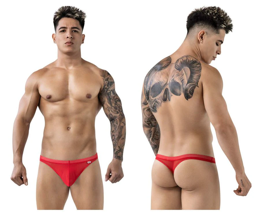 Pikante PIK 1823 Men's Underwear Luxury Thongs Color Red Mesh