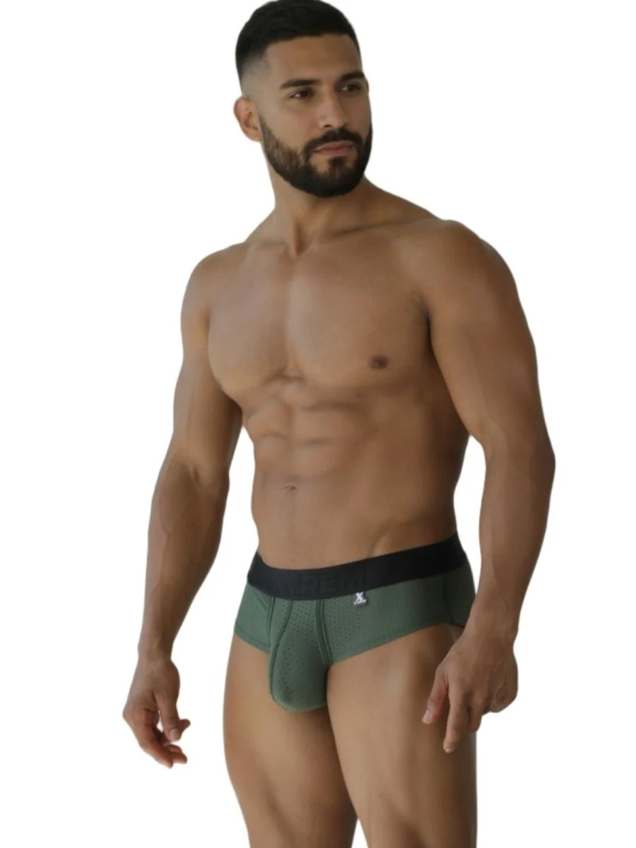 Xtremen 91250 Microfiber Mesh Briefs Color Military Green - Image 4