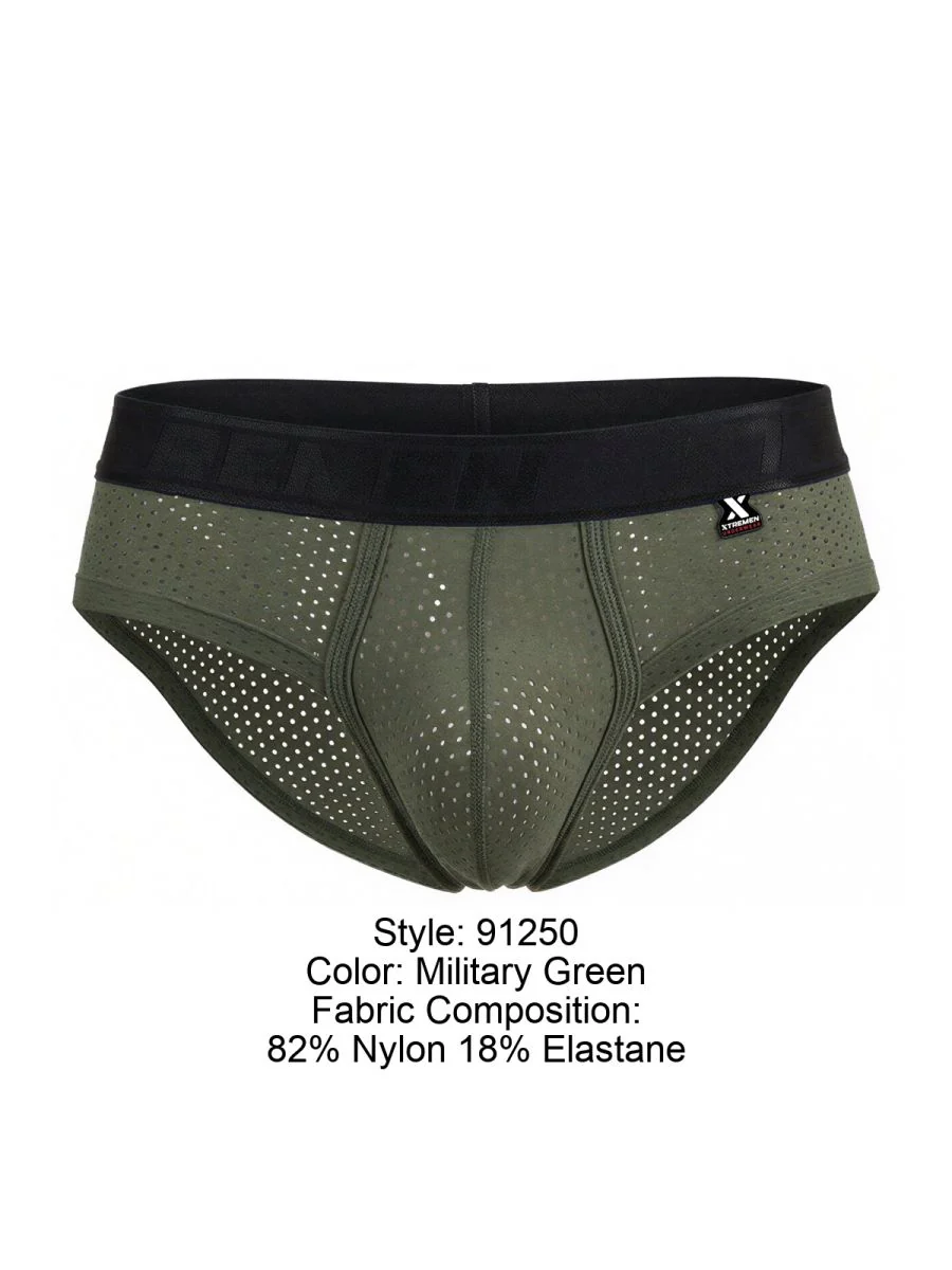 Xtremen 91250 Microfiber Mesh Briefs Color Military Green - Image 8