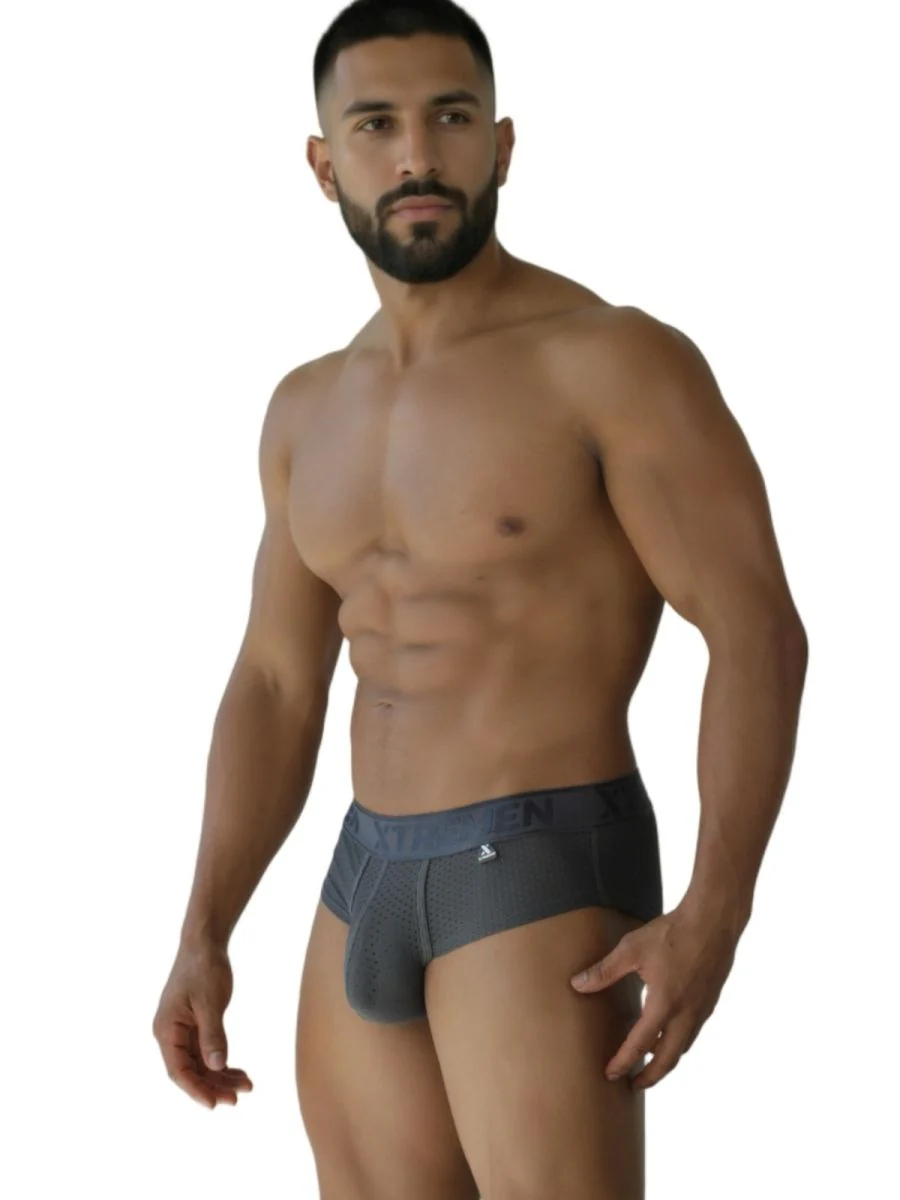 Xtremen 91250 Microfiber Mesh Briefs Color Gray - Image 4