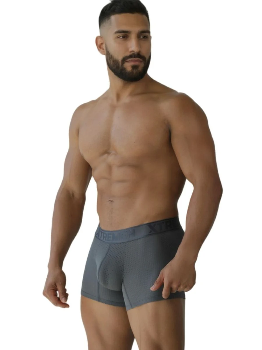 Xtremen 91251 Microfiber Mesh Boxer Briefs Color Gray - Image 4
