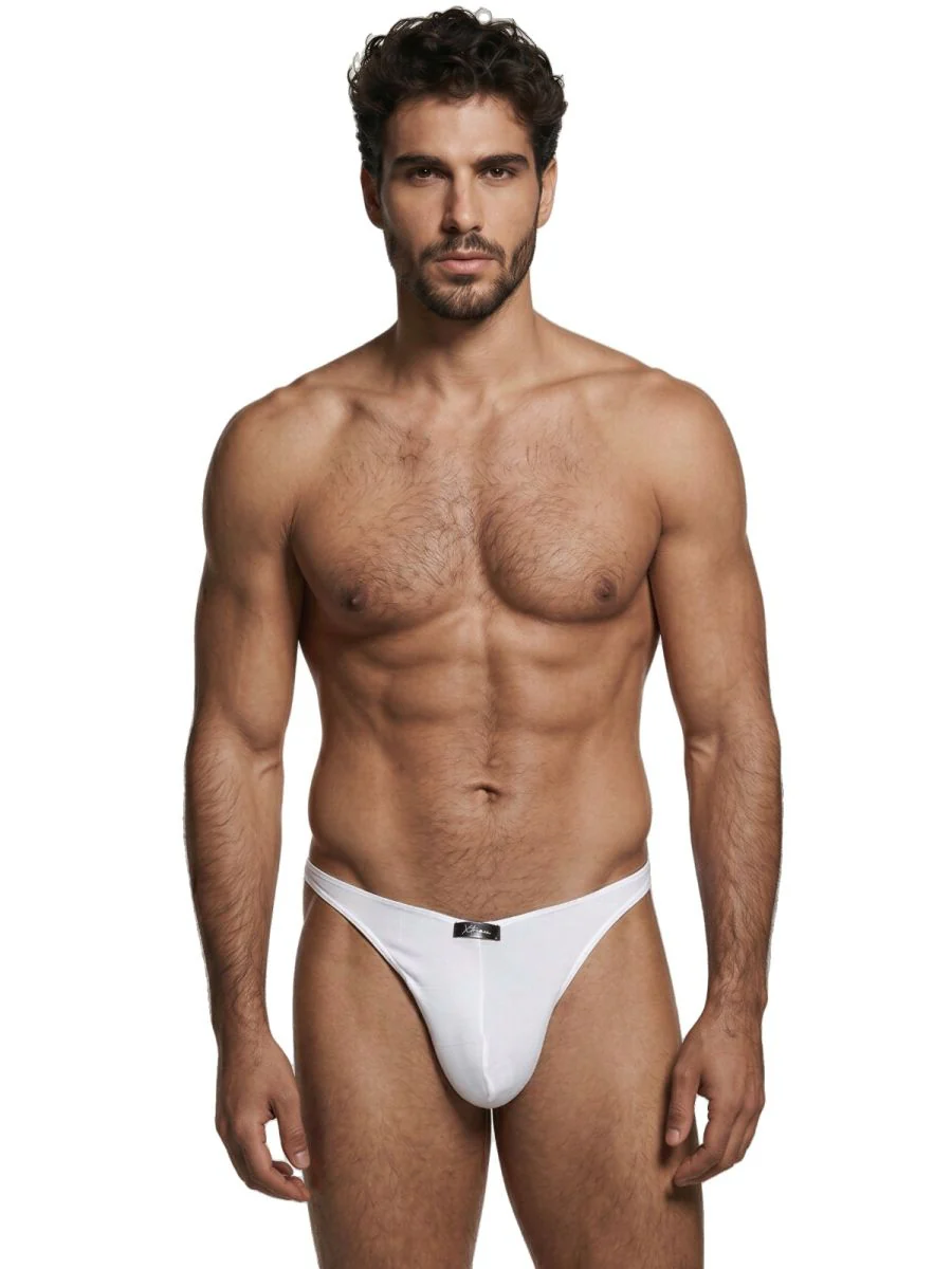 Xtremen 91254 Mens Underwear Sleek Microfiber Thongs Color White - Image 2