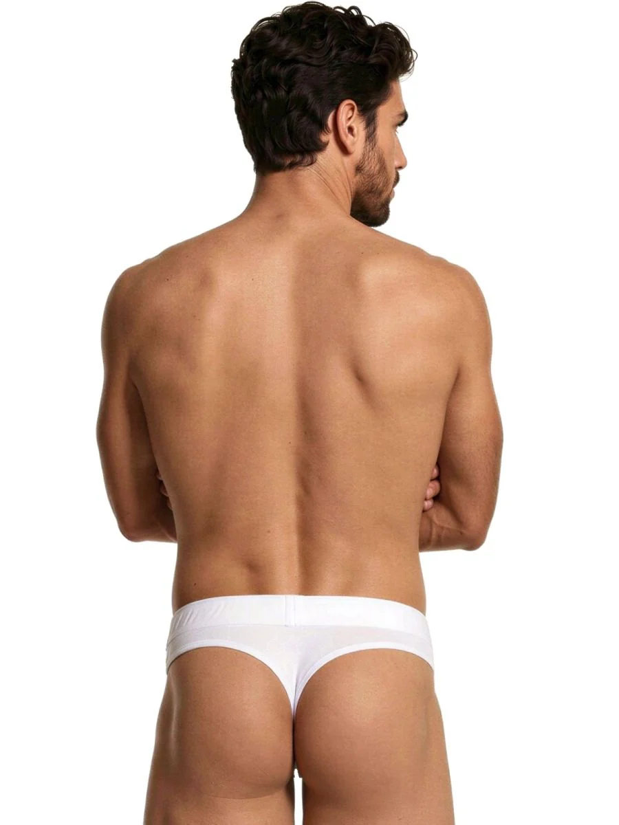 Xtremen 91257 Mens Underwear Sleek Microfiber Comfort Thongs Color White - Image 3
