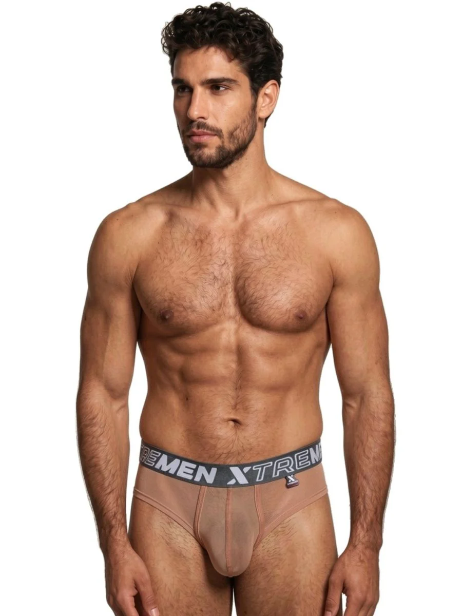 Xtremen 91262 Mens Underwear Sleek Microfiber Mesh Briefs Color Brown - Image 2