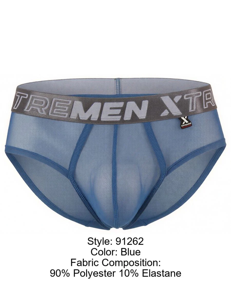 Xtremen 91262 Mens Underwear Sleek Microfiber Mesh Briefs Color Blue - Image 8