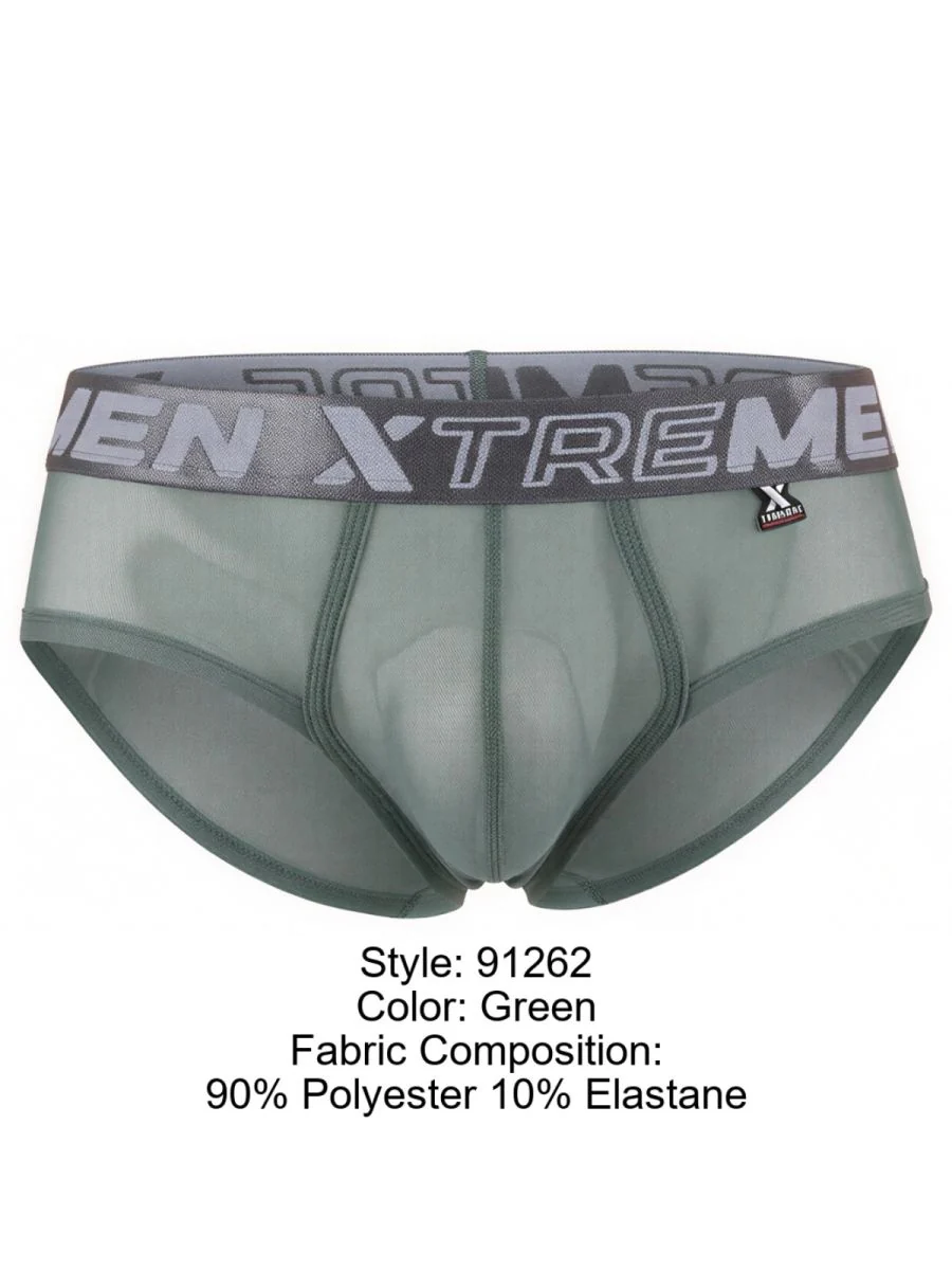 Xtremen 91262 Mens Underwear Sleek Microfiber Mesh Briefs Color Green - Image 8