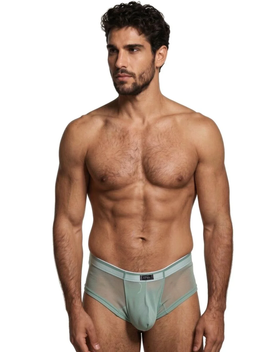 Xtremen 91263 Mens Underwear Microfiber Mesh Briefs Color Green - Image 2