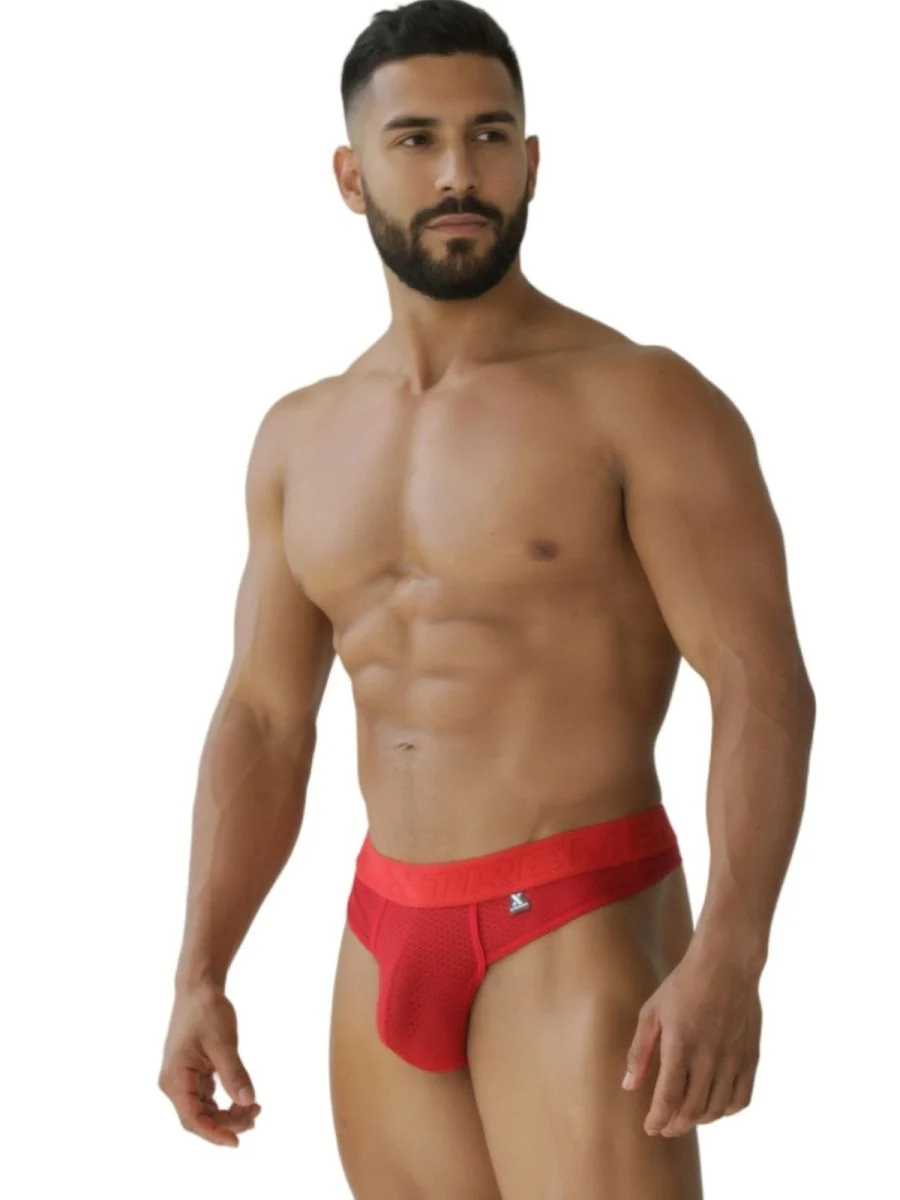 Xtremen 91268 Microfiber Mesh Thongs Color Red - Image 4
