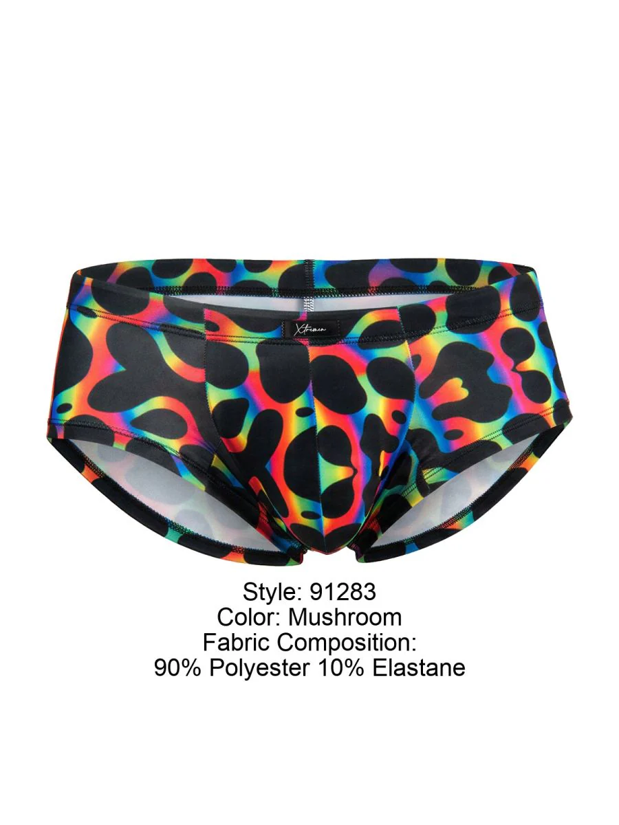Xtremen 91283 Rainbow Printed Microfiber Briefs Color Mushroom - Image 8