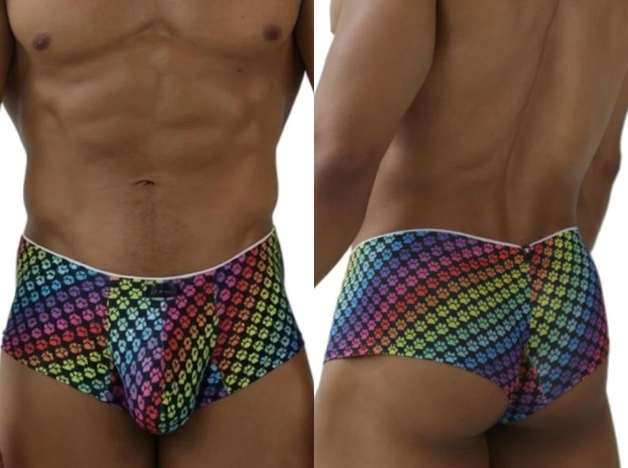 Xtremen 91283 Rainbow Printed Microfiber Briefs Color Paw print