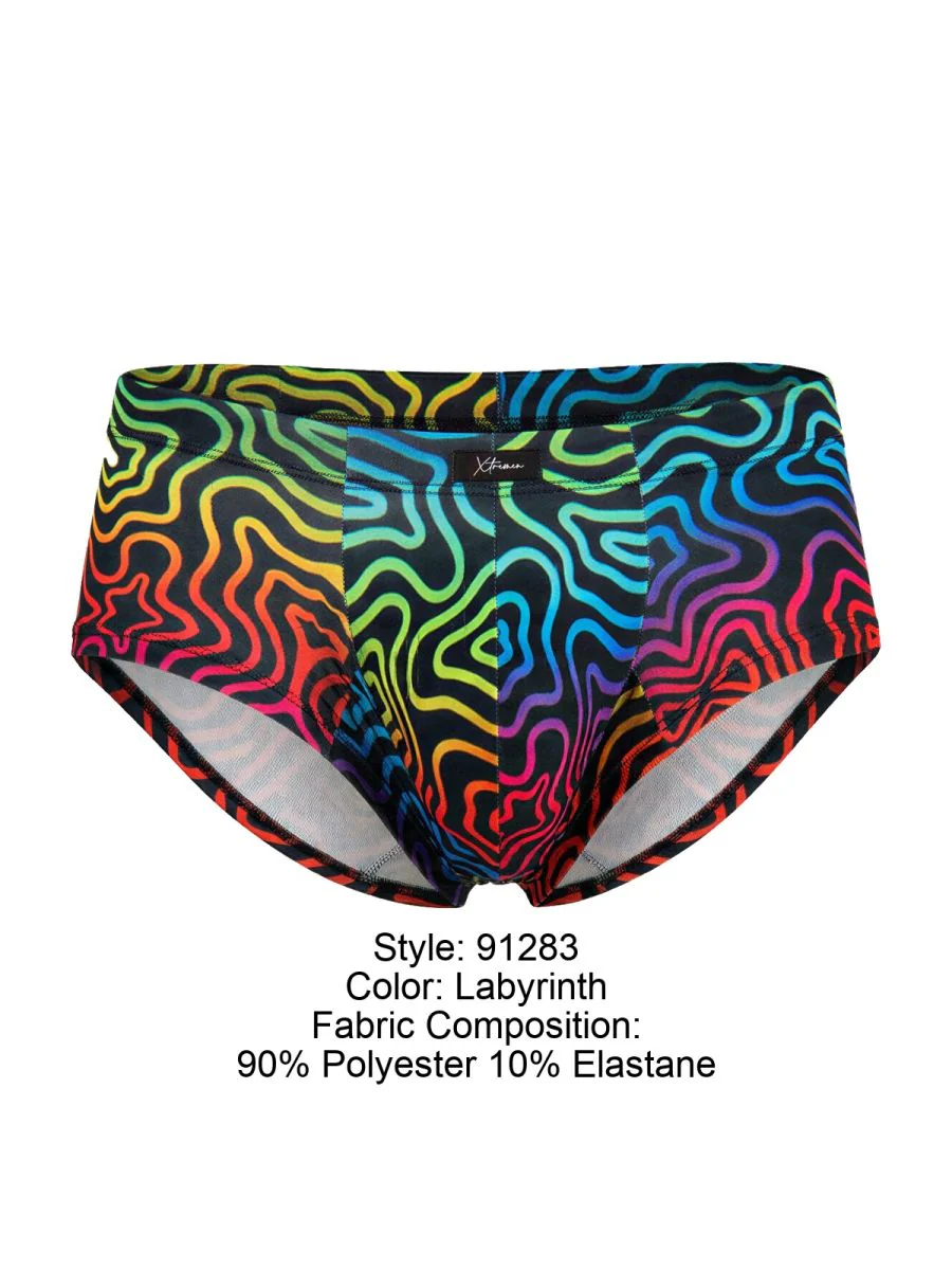 Xtremen 91283 Rainbow Printed Microfiber Briefs Color Labyrinth - Image 8